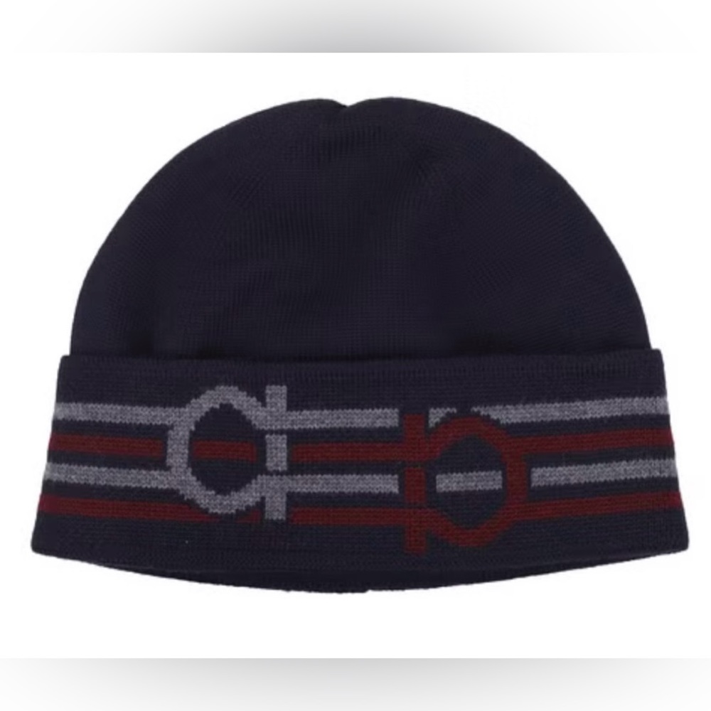 SALVATORE FERRAGAMO NAVY Wool Beanie Hat $430